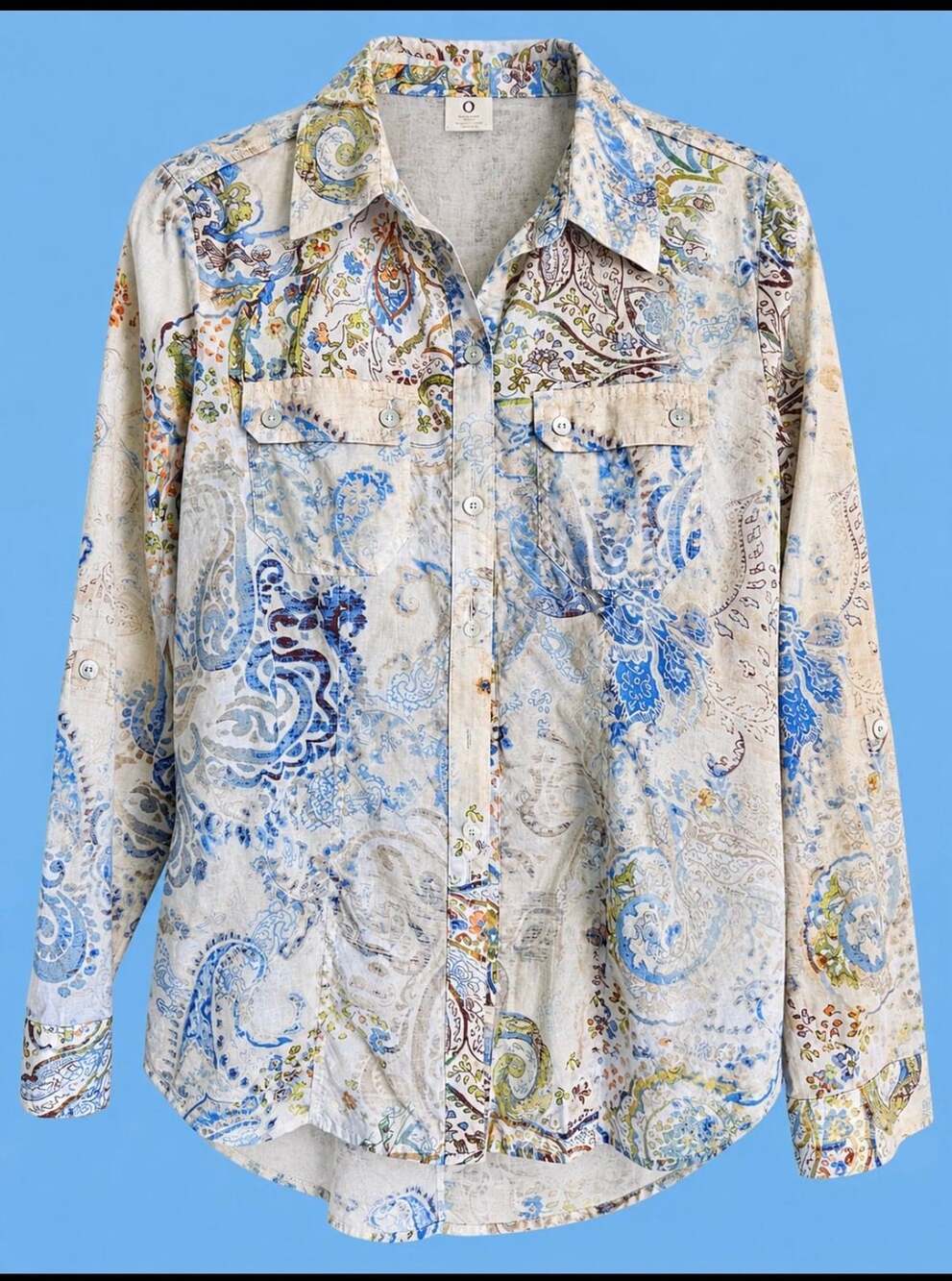 Chico's Long Sleeve Shirt Size 0 Multi-Color Paisley Button Down Top